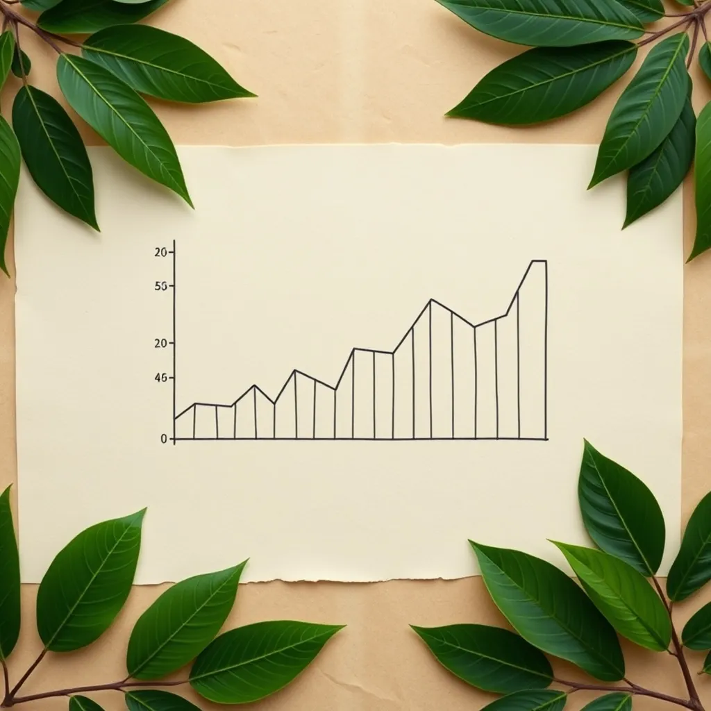 A minimalist technical drawing of financial charts and green